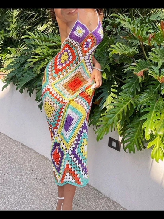 Bella Barnett Other - Multicolor Crochet Patchwork Swim Coverup Dress